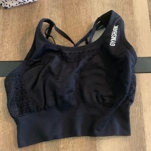 Strappy black gym shark workout top